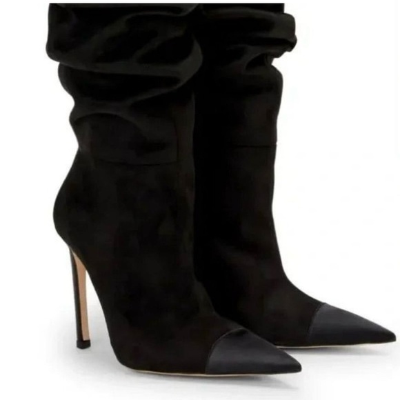 NIB Good American Over the Knee Slouch pointed Toe Black Boots 6.5 - Picture 1 of 10